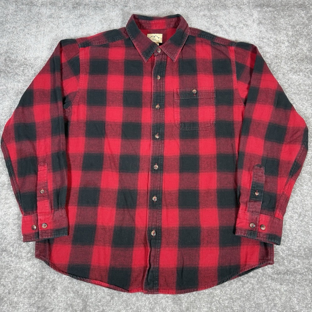 Blue Mountain Shirt Men's Large Red Plaid Flannel Long Sleeve Button‎ Lumberjack